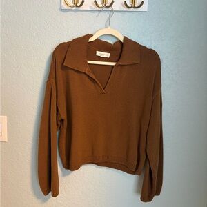 Treasure & Bond Brown Collared Knit Sweater Size M